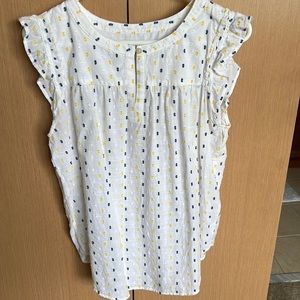 LOFT ruffled 100% cotton shirt